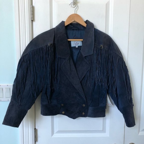Vintage Jackets & Blazers - Vintage 80's Very Trendy Coloured Suede Southwestern Cropped Jacket
